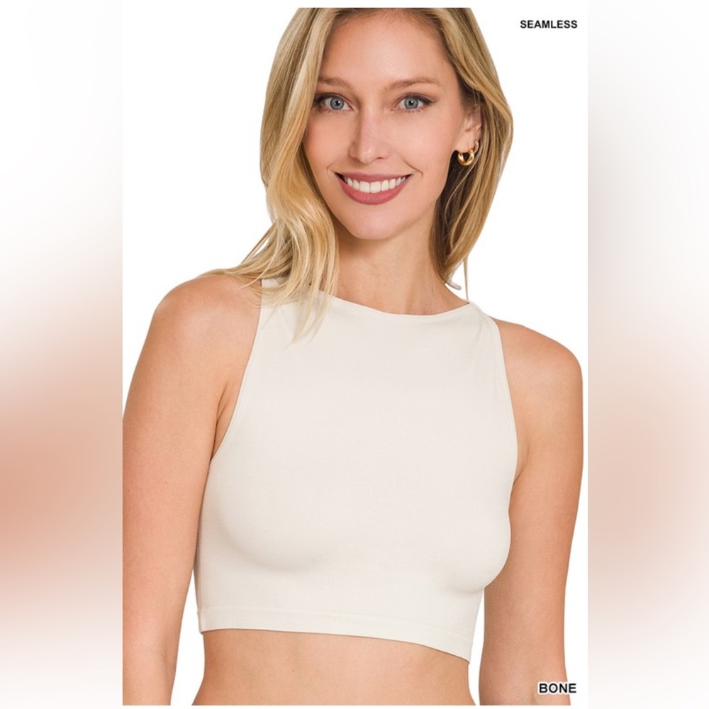 NWT! BONE Color SEAMLESS CROPPED TANK TOP BRA